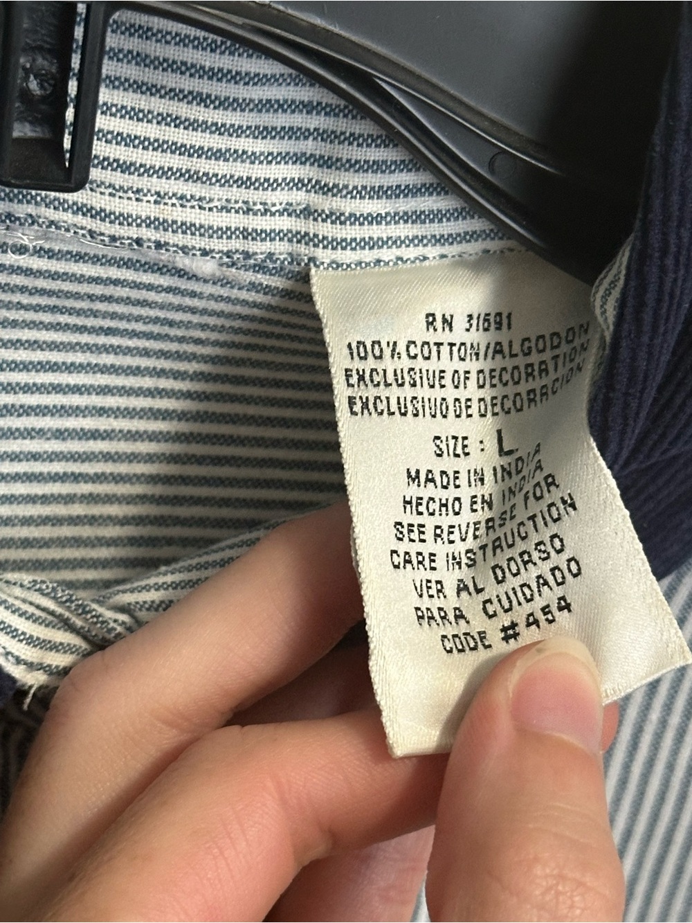 Vintage Blue and White Striped Button Down with Teacher School Themed Embroidery - Picture 8 of 9